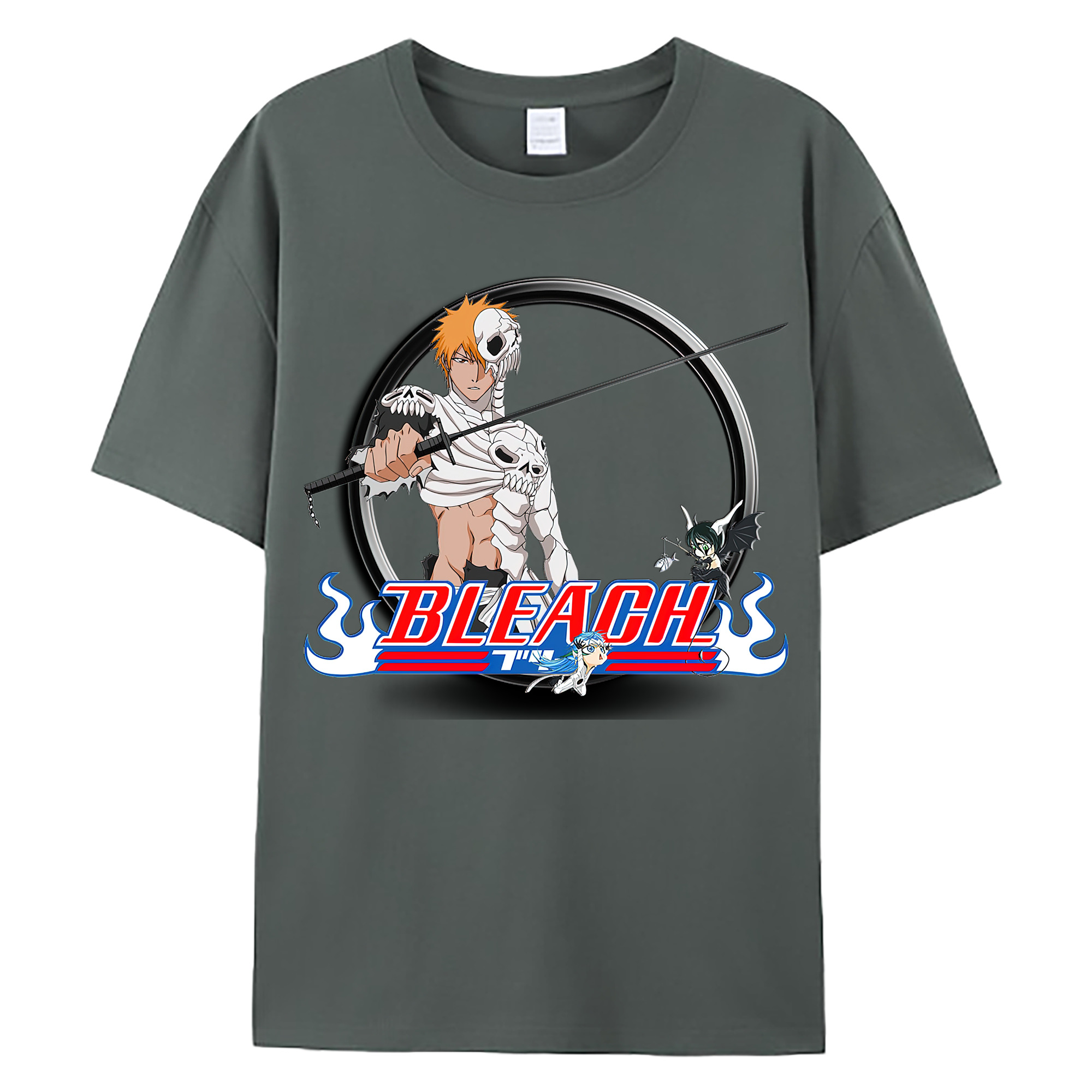 （画像用） ブリーチ 黒崎一護（くろさき いちご）BLEACH Kurosaki Ichigo 綿100％ メンズ半袖Tシャツ｜肌触りやわらか＆通気性